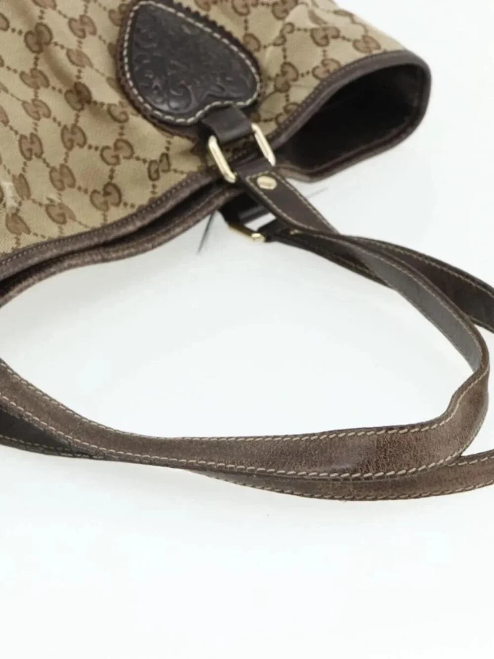 GUCCI GG Canvas Histeria Tote Bag Beige Gold 211954 Auth 175958